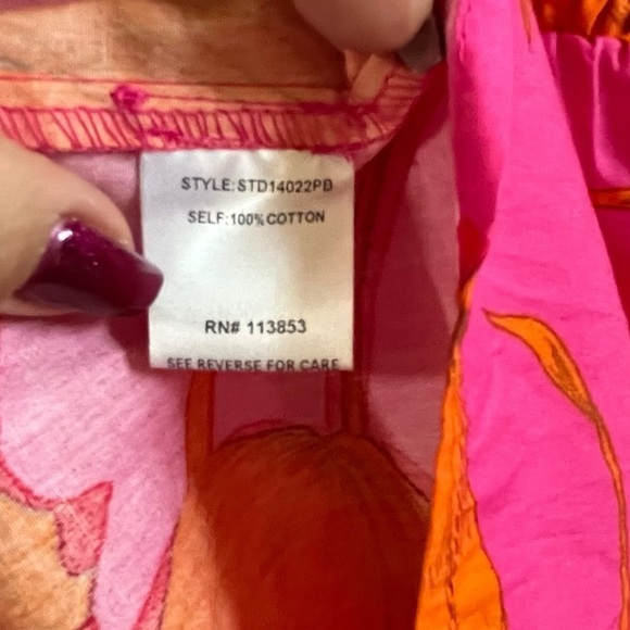 Sugarlips Passion Punch Giza Glare Smock Tiered Fuscia Floral Midi Dress SZ XS - Picture 8 of 16